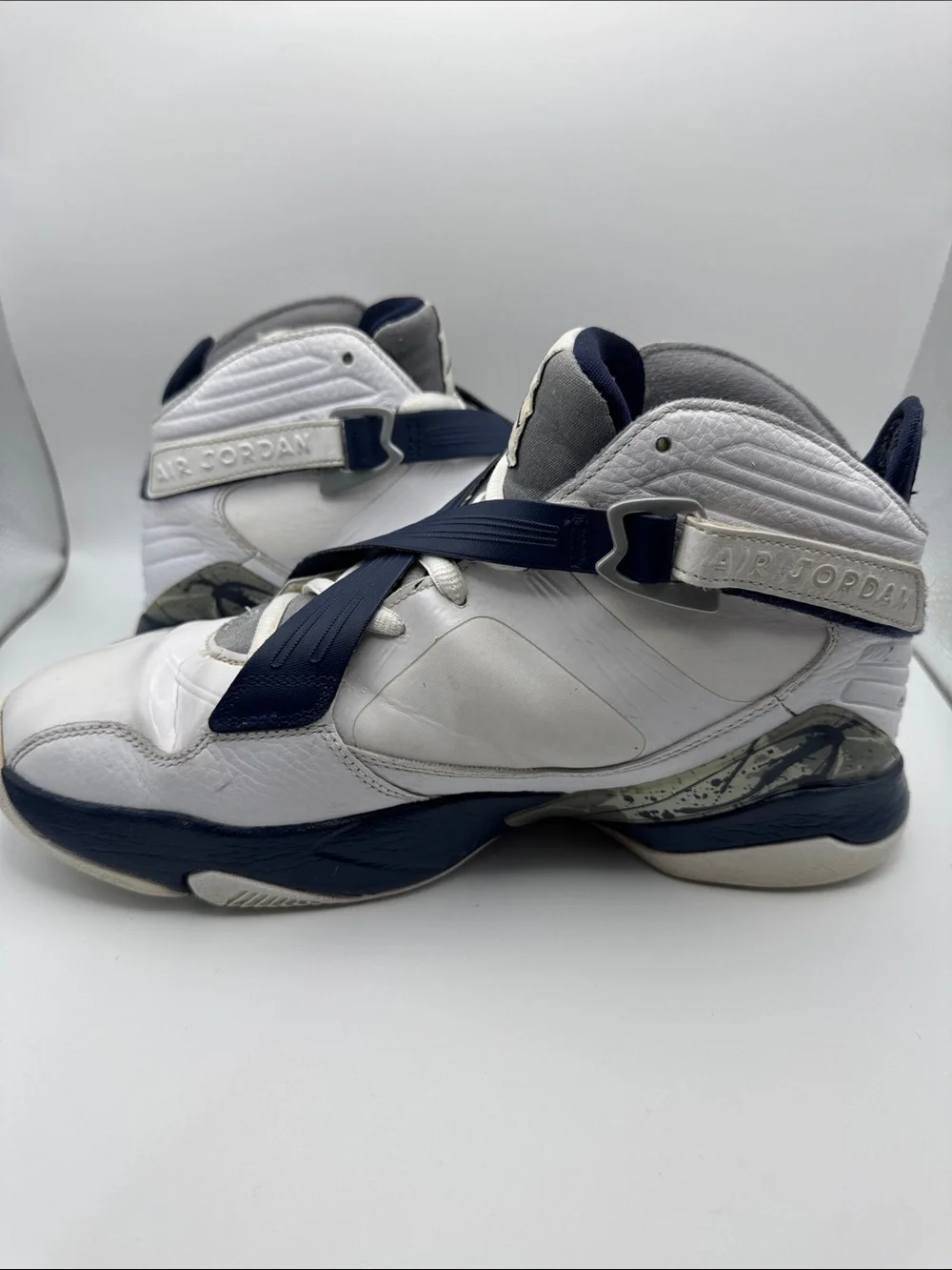 Air Jordan 8.0 Playoffs Georgetown White Midnight Navy 467807-106 Men's Size 9.5